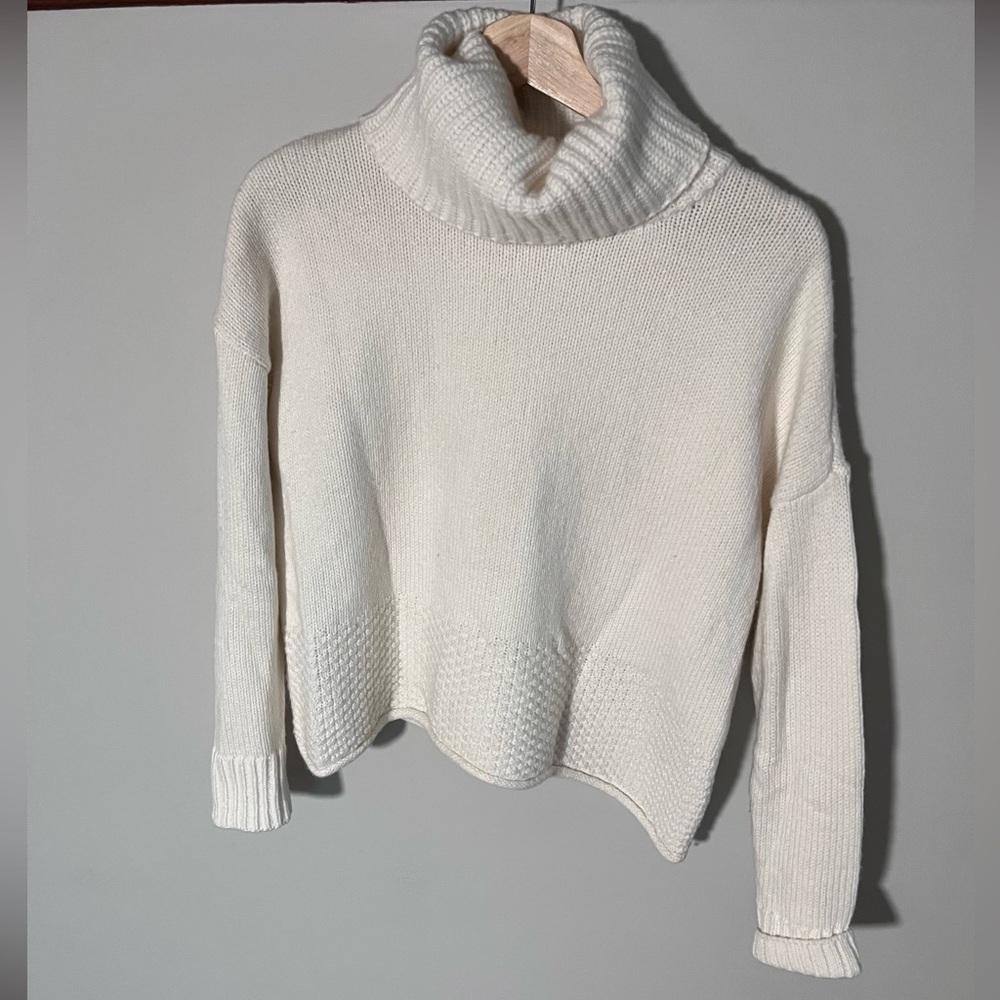 Madewell Cream Chunky Knit Turtleneck Sweater NWT Cozy Boxy‎ Fit Ribbed Trim